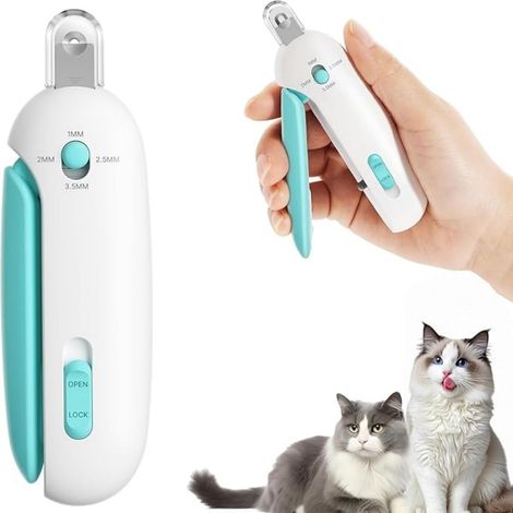 Coupe-griffes pour chat avec lime cachée et trou de coupe réglable à 3 tailles Coupe-griffes anti-éclaboussures sûr pour chatons et chats d'intérieur (1/5)