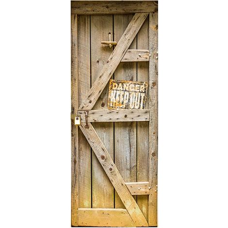 Sticker mural en bois pour porte : panneau de danger, imperméable et autocollant. (1/2)