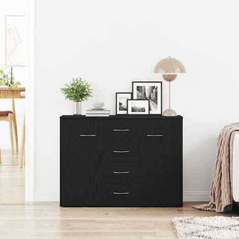 Buffet de Salle à Manger en Bois d'Ingénierie Noir, 88x30x64 cm, Meuble de Rangement Moderne avec Portes et Étagères, Style Industriel pour Cuisine et Salon (1/5)