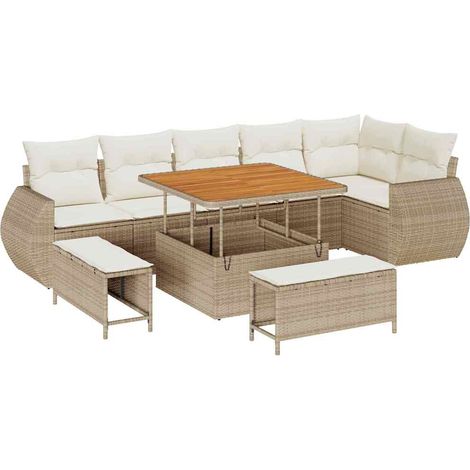 Maison Exclusive - Set Divano da Giardino con cuscino 9 pcs beige e panna