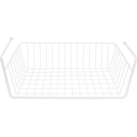 Panier de Rangement Suspendu en Métal, Étagère de Cuisine avec Glissière, Grand Panier Organisateur Blanc pour Épices et Ustensiles, Gain de Place Sous Étagère (1/5)