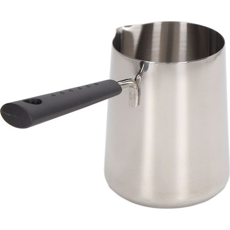 Pichet à lait en acier inoxydable 304 avec long manche et bec verseur pointu, gradué, 600 ml, dimensions : 20,5 x 11,5 x 9 cm / 8,1 x 4,5 x 3,5 pouces (1/5)