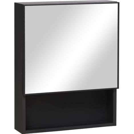 Armario de baño con espejo de acero inoxidable negro 46 x 13,5 x 58 cm (1/5)