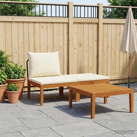 vidaXL 3 pcs Garden Lounge Set with Cushions Solid Acacia Wood & Rope (1/5)