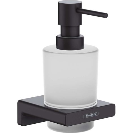 Hansgrohe AddStoris - Dispensador de jabón con soporte, cristal mate/negro mat 41745670 (1/4)