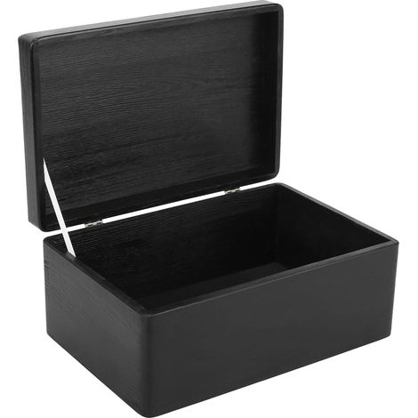 Scatola Portaoggetti in Legno con Coperchio 30x20x14 cm – Nera