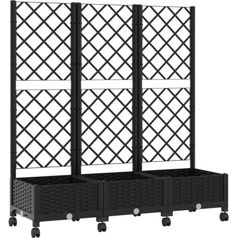 Jardinera con enrejado y ruedas Negro 120 x 40 x 131,5 cm PP vidaXL