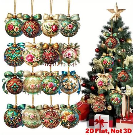 16 Weihnachtskugel-Arrangements, Holzdekoration für Zuhause, Partydekorationen, Weihnachtsbaum- und Terrassendekorationen