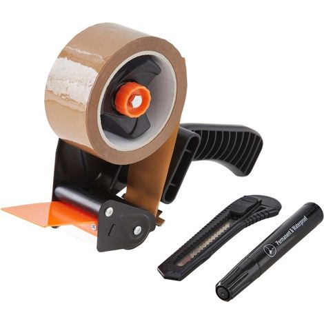 Pack and Move - Kit Complet Emballage et Déménagement - Ruban Adhésif Offert - Dévidoir, Ruban adhésif, Cutter, Marqueur (1/5)