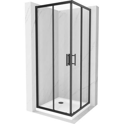 Mexen Rio cabine de douche carrée 80 x 80 cm, transparent, noir + receveur Flat, blanc - 860-080-080-70-00-4010B (1/5)