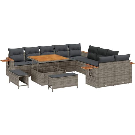 Maison Exclusive - Ensemble de canapé de jardin avec coussin 17 pcs Gris polyrotin (1/5)