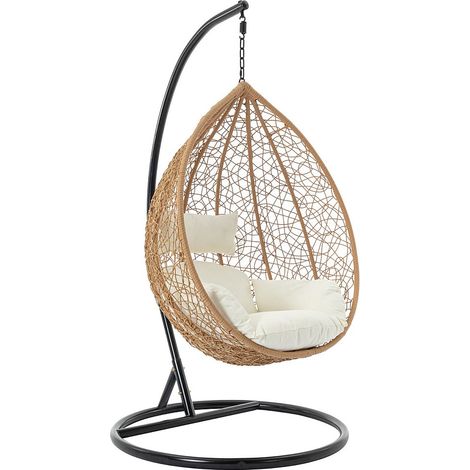 Fauteuil suspendu en résine tressée - Naturel clair - CAMPLI de MYLIA