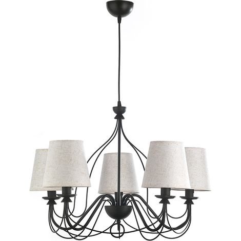 lampadario a 5 luci "loris" nero e sabbia, e14 (1/4)