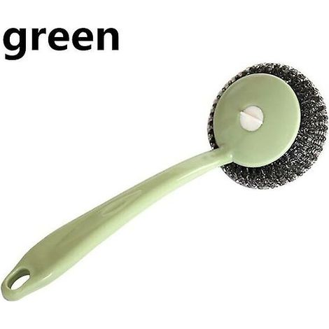 royaluxe - Brosse boule de laine en acier inoxydable avec ustensiles de cuisine à long manche en plastique (1/3)