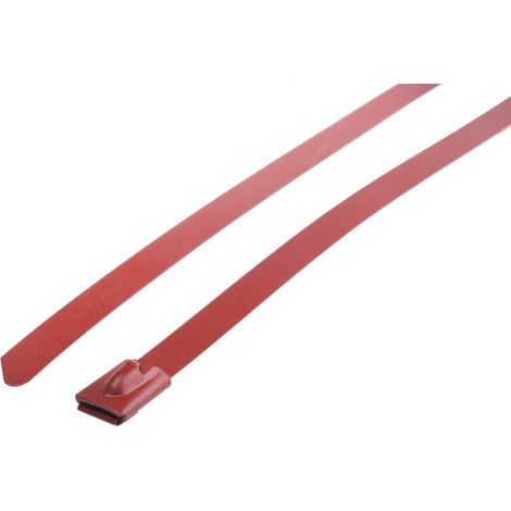 Serre-câble RS PRO Rouge en Acier inoxydable revêtu de polyester, 125mm x 4,6 mm ( Prix pour Sachet de 100 )