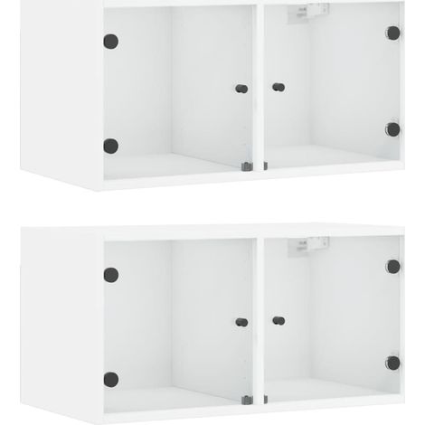 Maison Exclusive - Mobili a Muro con Ante in Vetro 2pz Bianco 68,5x37x35 cm