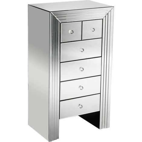 Commode avec 6 Tiroirs en Effet Miroir (1/2)