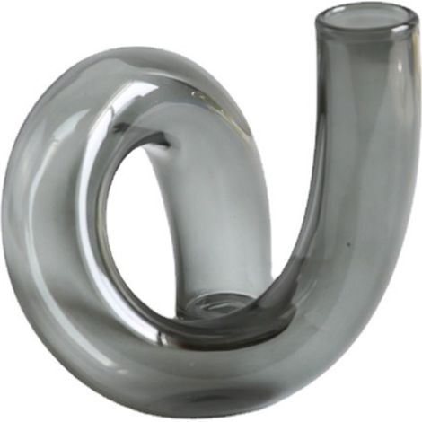 Vase de Déco - vase en verre décoratif gris irrégulier artisanal pour fleurs sèches, moderne élégant 12x12cm, idéal maison bureau (1/5)