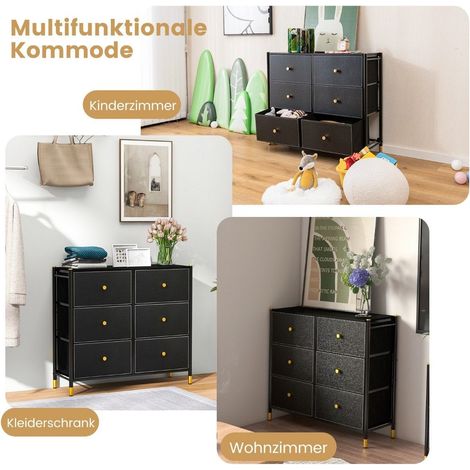 Cassettiera per camera da letto con 6 cassetti cassettiera alta in tessuto con struttura in metallo 89 x 30 x 765 cm nero 88304477 88304477 88304477 88304477 88304477 88304477 88304477 88304477 883044