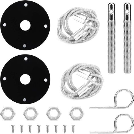 Kit Universel de Broches de Capot de Sport de Course pour Voiture, Loquet de Capot, Loquets de , Accessoires Extérieurs pour la Plupart des Voitures, Camions, SUV, Noir (1/4)