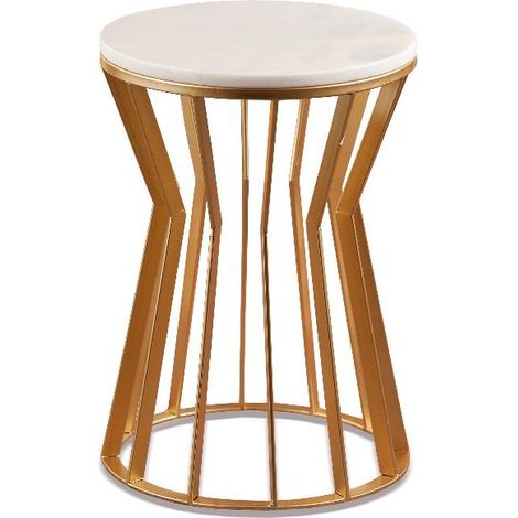 Tavolino Decorativo Casa Struttura Oro in Ferro e Ripiano in Marmo 35 x 50 cm (1/2)