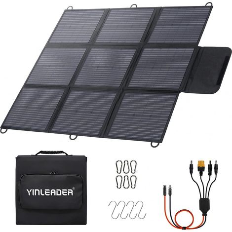 Panneau solaire pliable 300 W – Résistant aux rayures et aux UV avec 4 crochets en S pour camping, camping-car et extérieur Câble de 2 m + kit adaptateur de 1 m (1/5)