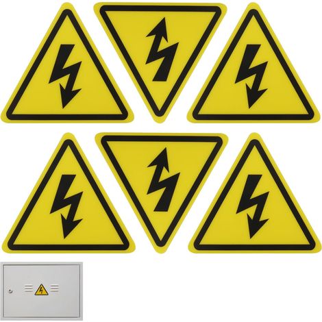 Autocollants Triangulaires Danger Électrique pour Intérieur/Extérieur, Set de 6 PVC Stickers Vinyle 10.2 x 8.8 cm, Impression Numérique Résistante à l'Eau et au Soleil (1/5)