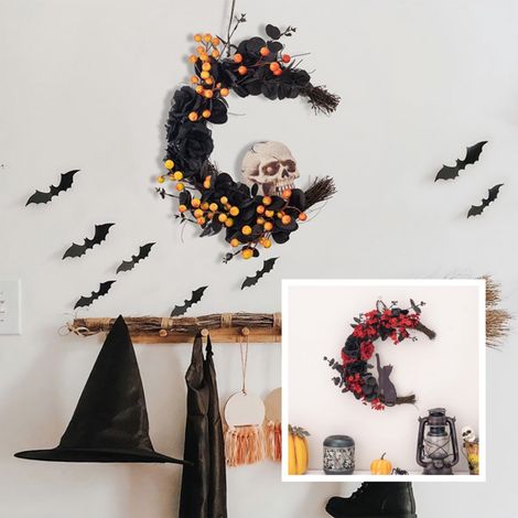 Guirlande Squelette - Couronne Halloween Décor Porte D'Entrée - Dimensions Variées - 1 Pièce (1/5)