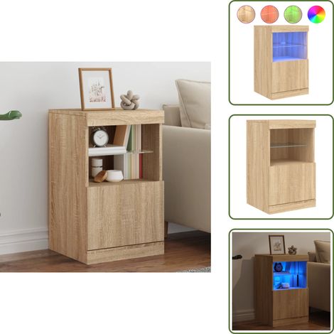 Buffet avec lumières LED chêne sonoma 41x37x67 cm - Buffet Design Moderne - Meuble Rangement - Luminaire Led Rgb - Décoration Intérieur - Mobilier Salon (1/5)