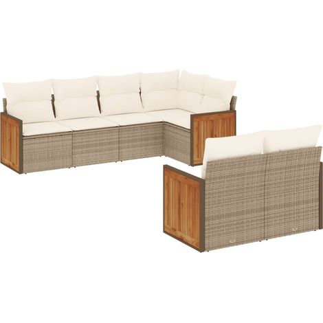 Set Divani da Giardino 7 pz con Cuscini Beige in Polyrattan vidaXL (1/5)