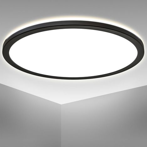 Plafonnier LED ultra-plat Ø42cm rond 22W 3000lm 4000K blanche neutre avec rétroéclairage – Éclairage moderne design pour salon, chambre, cuisine, bureau, couloir