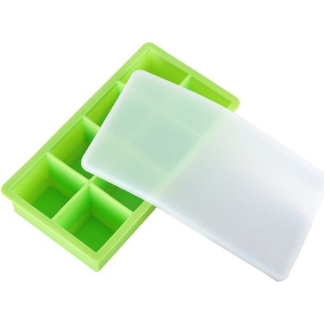 Moule À Glace Flexible - 8 Cubes - En Silicone Alimentaire - Avec Couvercle Amovible - Empilable - Pour Congélateur (1/4)