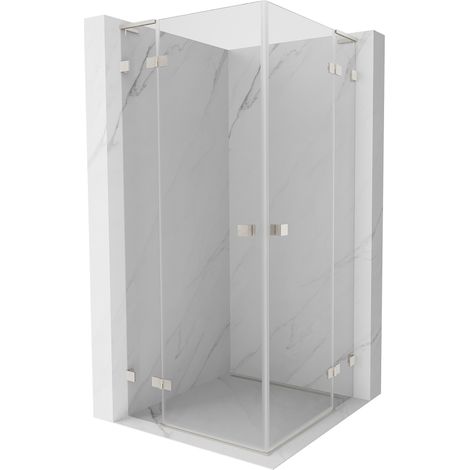 Mexen Lunar L Duo Duschkabine schwenkbar 110 x 110 cm, transparent, gebürstetes Nickel - 834L-110L-110P-97-00