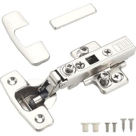 6 pièces Recouvrante charnières d'armoire avec charnière à fermeture amortie Réglage 4D (profondeur, côté, hauteur et vitesse de fermeture) Charnières à recouvrement complet (1/4)