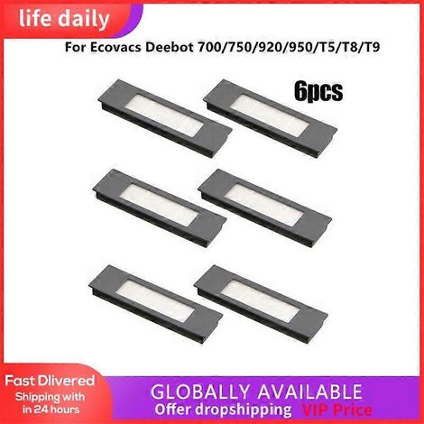 Lot de 6 filtres pour aspirateur Ecovacs Deebot 700/750/920/950/T5/T8/T9 - Outil de nettoyage pour la maison (1/2)