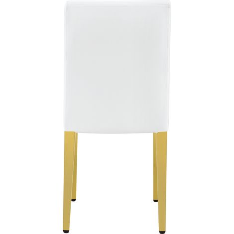 Table à manger ronde en verre 85 cm avec 4 chaises blanches et dorées, design moderne minimaliste, idéale pour petits espaces et salle à manger - CHICFURN (1/5)