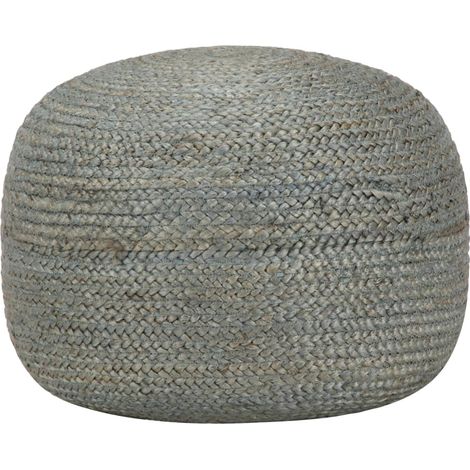 Handgefertigter Sitzpuff Olivgrün 45 x 30 cm Jute