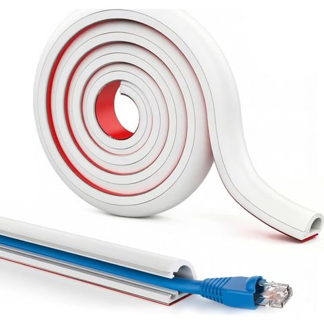 3 Mètres Goulotte Passe Cable, Auto Adhésif, Flexible Goulotte Electrique en Silicone, Cache Convient pour la Gestion des Muraux, Convient Également, Utilisation Domestique et Bureau (1/5)