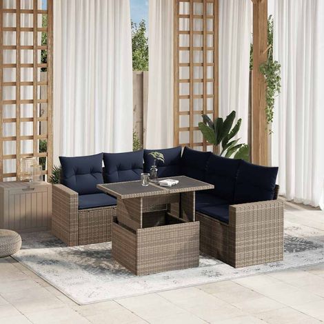 vidaXL Set Divani da Giardino 6 pz con Cuscini Grigio in (1/5)