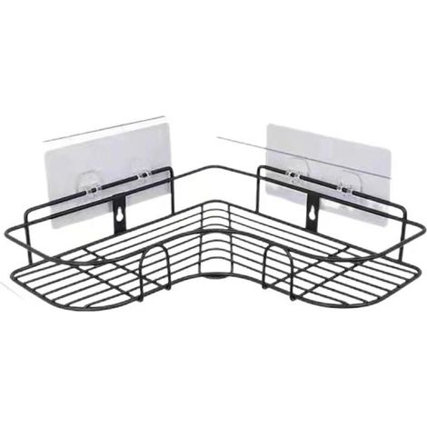 Shower Corner Shelf No Drilling, Black Bathroom Shelf, Stainless Steel Shower Soap Holder for Bathroom, Bathroom Accessories 8 Adhesive Stickers, Kitchen Storage, 31 x 23 x 5 (1/4)