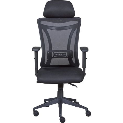 Sedia da Ufficio Nera in Rete Ergonomica con Ruote