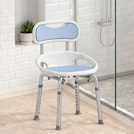 Chaise de Douche Pliante Réglable en 8 Hauteurs avec Dossier (1/5)