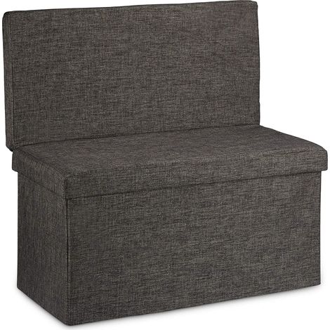 Taburete otomana caja de almacenaje plegable de lino 76 cm marrón 1300027822 (1/5)