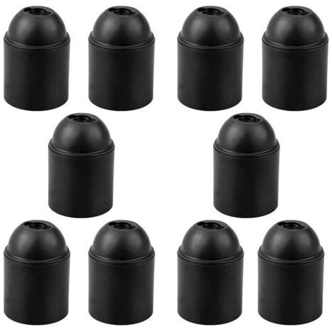 BUNTHAUS PA 10 Stück schwarze E27-Fassungen, E27-Fassungshalter, glatter Boden für freiliegende Glühbirne und dickes Gewinde, E27 (1/4)