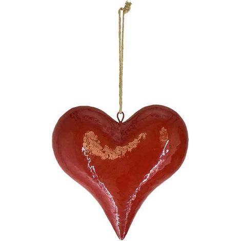 Suspension déco cœur rouge 25x7x25cm (1/4)