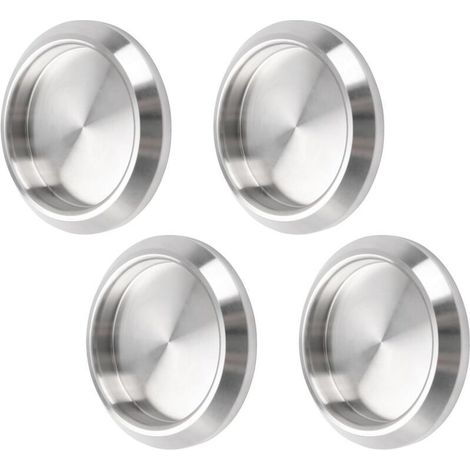 Lot de 4 poignées de porte de placard auto-adhésives en acier inoxydable - Poignées de porte de placard de cuisine encastrées - Poignée de porte invisible - Gris (1/5)