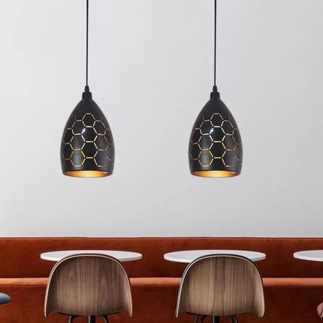 Lampe à Suspension Vintage, E27 Conception de Découpe Noir et Or 120CM Lustre Suspension en Métal, Lustre Design Industriel, Suspension Luminaire pour Salon, Chambre, Café, Bar, Restaurent (1/5)