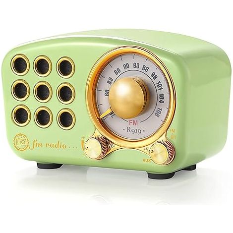 Retro Bluetooth Lautsprecher, Vintage Radio-Greadio FM Radio mit Old Fashioned Classic Stil, starke Bass Verbesserung, laute Lautstärke, Bluetooth 5.0 Wireless Verbindung, TF Karte und MP3 Player (grü