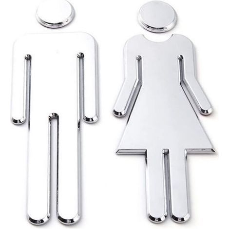 Autocollants toilettes 12 x 4 cm Panneaux signalétiques hommes/femmes avec symboles universels, adhésifs facile à poser, pour salle de bain, bureau ou lieu public (1/5)