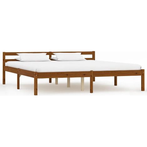 Lit adulte pin massif foncé Dorma 160x200 cm (1/5)